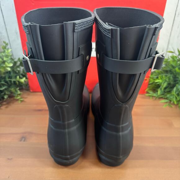 Hunter Women's Original Back Adjustable Short Rain Boots Black Size 10 - Picture 7 of 10